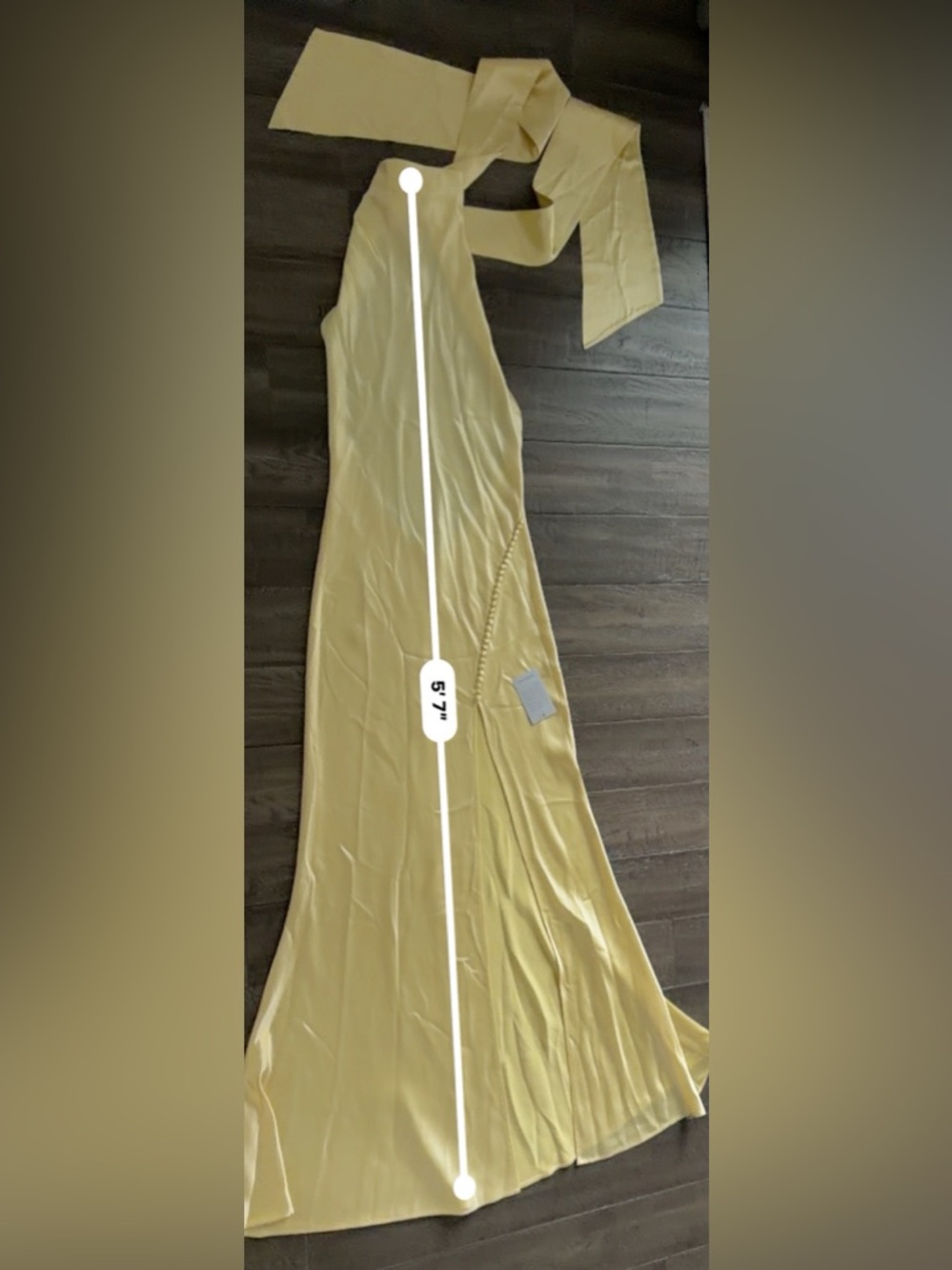 SAU LEE Penelope High-Neck Open-Back Satin Maxi Dress Yellow Halter Sz 6 595$ - Picture 16 of 16